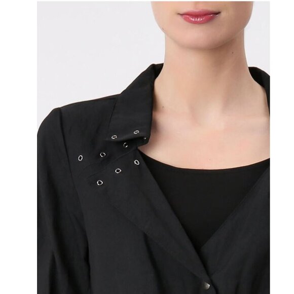 SARAH PACINI Button Down Pouch Pockets Eyelets Long Sleeves Green Coat 1 *FLAW* - Picture 4 of 9